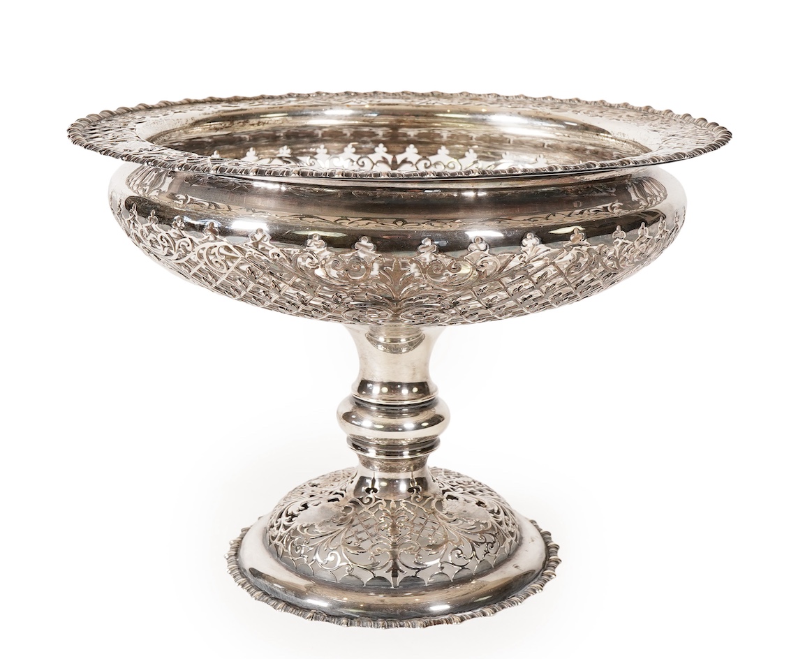 An Edwardian pierced silver comport, by James Dixon & Sons